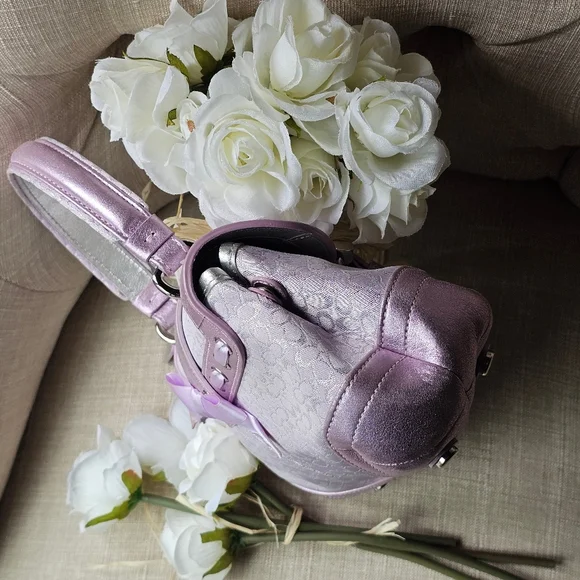 Sold- Vintage Coach Signature Lurex & Swarovski Crystal Top-Handle Bag / Purse - Picture 4 of 15